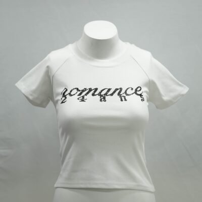 ANGEL WHITE Y2K TEXT PRINT LACE UP TOP