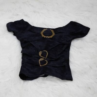 Black Ruched Hardware Heart Top