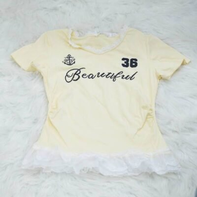 Buttercream Lace Ruffle Baby Tee
