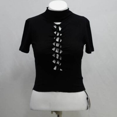 Black Criss-Cross Fitted Tee