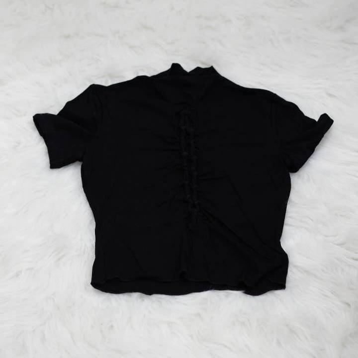 Black Criss-Cross Fitted Tee - Image 3
