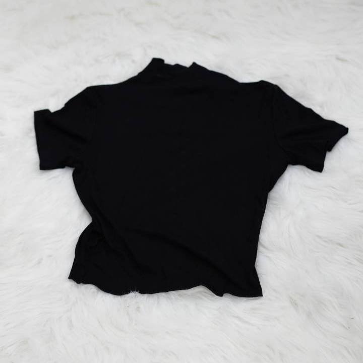 Black Criss-Cross Fitted Tee - Image 2