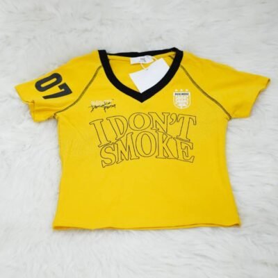Canary 'I Don't Smoke' Soccer Jersey Crop Top