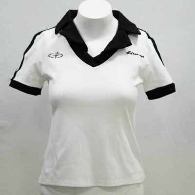 Chalk White 'Cheer Up' Collared Polo Crop Top