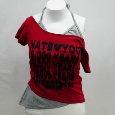 Crimson 'HATE YOU' Layered Halter Top