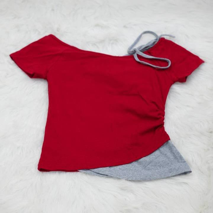 Crimson 'HATE YOU' Layered Halter Top - Image 2