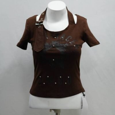 Dark Mocha Rhinestone Embellished Baby Tee