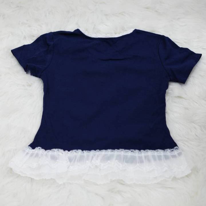 Deep Navy Lace Trim '36 Beautiful' Tee - Image 3