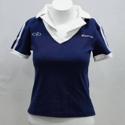 Deep Navy 'Cheer Up' Collared Polo Crop