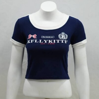 Deep Navy 'KELLYKITTE' Bow Ringer Crop