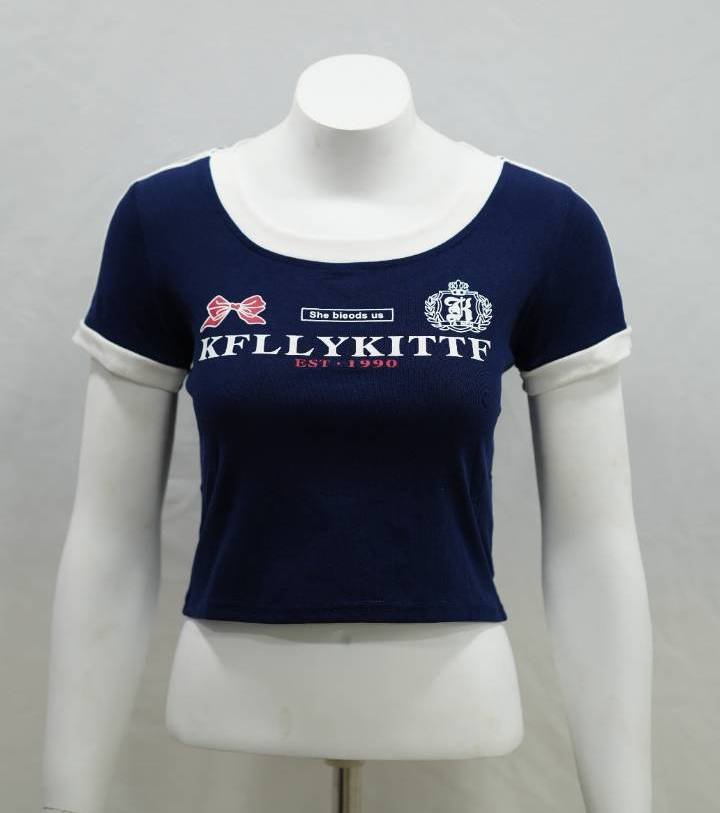 Deep Navy 'KELLYKITTE' Bow Ringer Crop