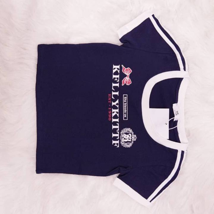 Deep Navy 'KELLYKITTE' Bow Ringer Crop - Image 2