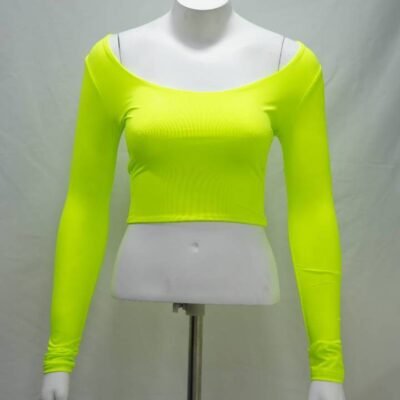 Electric Lime Long Sleeve Scoop Crop