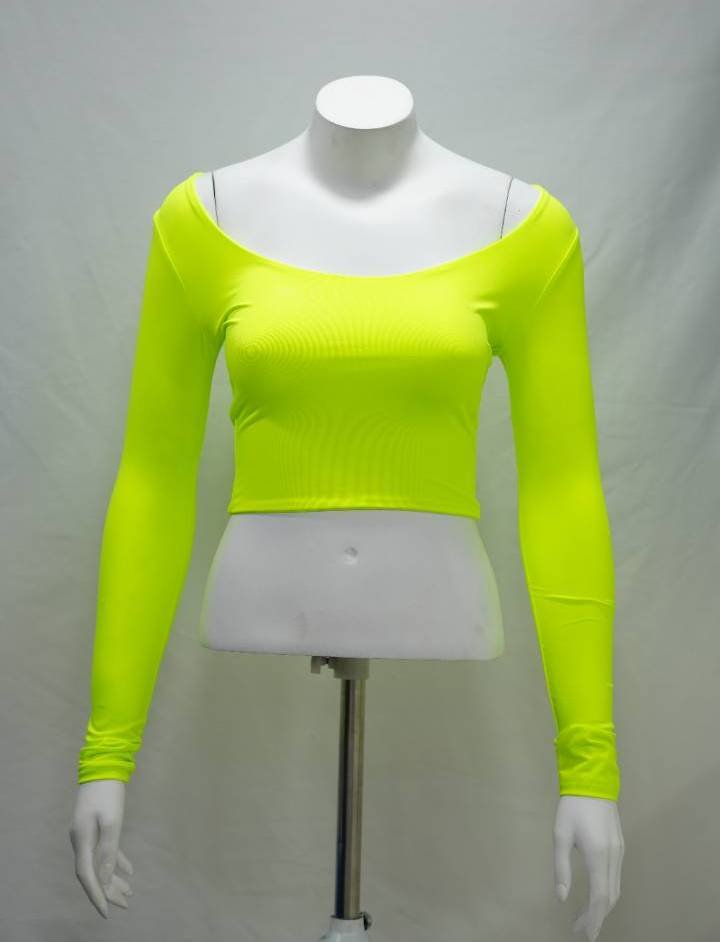 Electric Lime Long Sleeve Scoop Crop