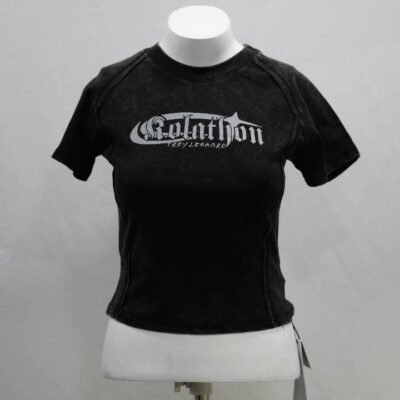 Faded Black Contour Seam Text Graphic Tee