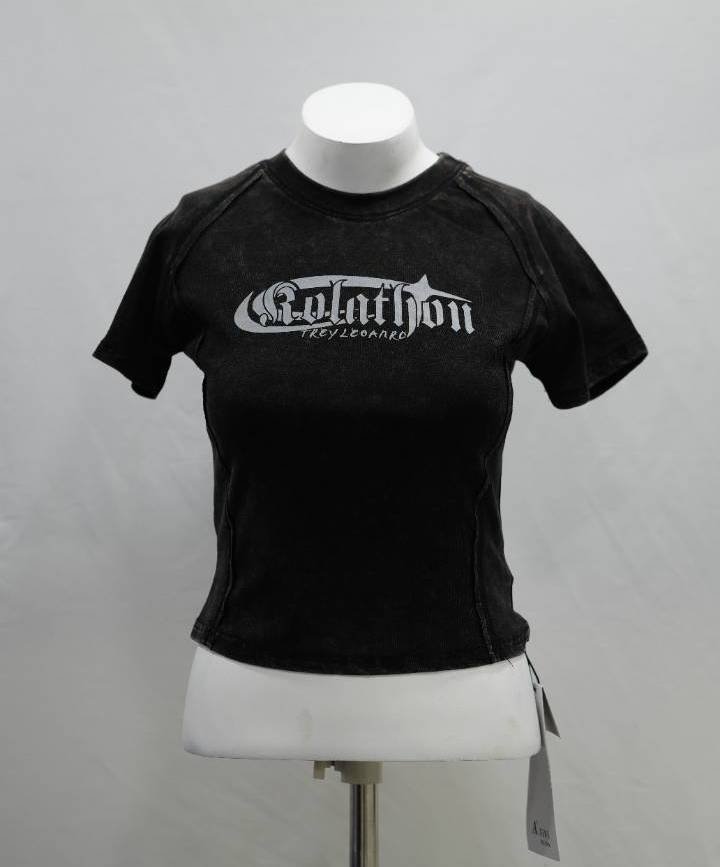 Faded Black Contour Seam Text Graphic Tee