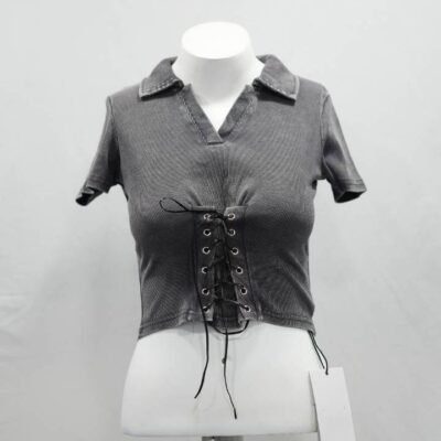 Gothic Bind Grey Polo Crop