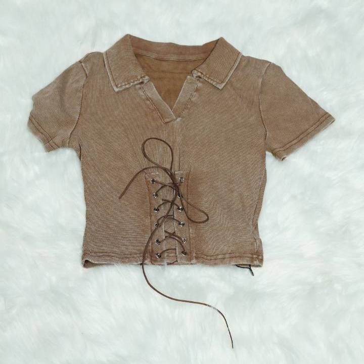 GOTHIC BIND POLO CROP MOCHA BROWN - Image 2