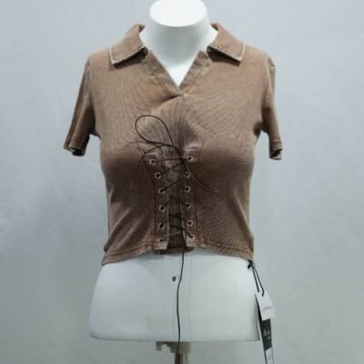 GOTHIC BIND POLO CROP MOCHA BROWN