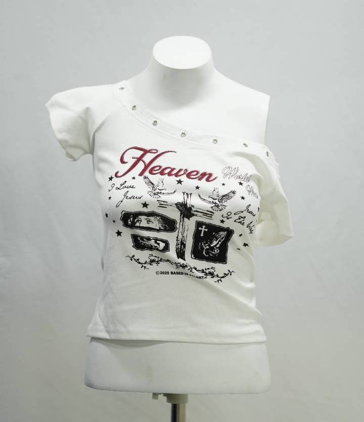 Grommet-Neck Sacred Graphic Crop