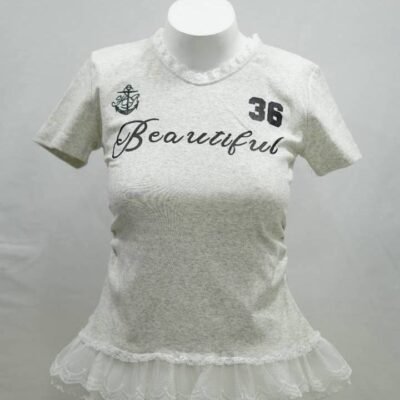 Heather Grey Lace-Trim "36 Beautiful" Peplum Baby Tee