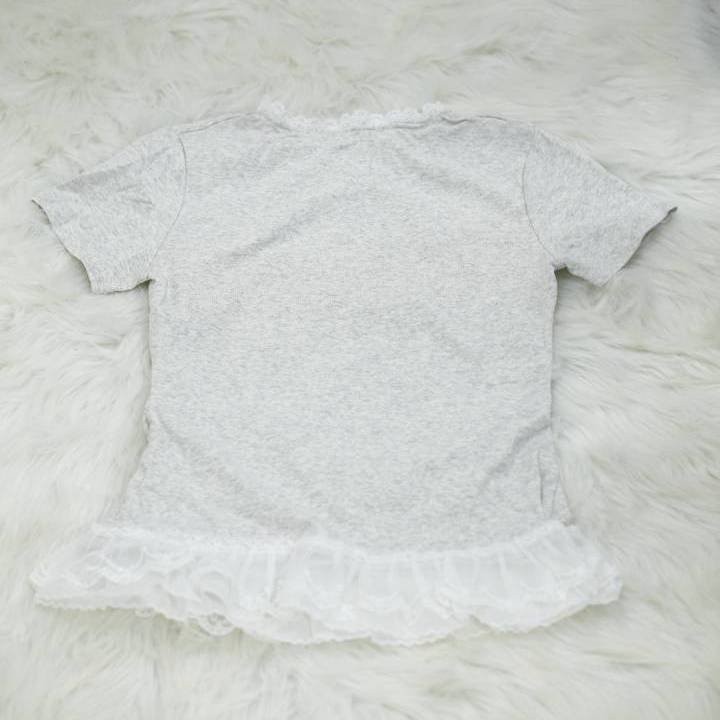 Heather Grey Lace-Trim "36 Beautiful" Peplum Baby Tee - Image 2