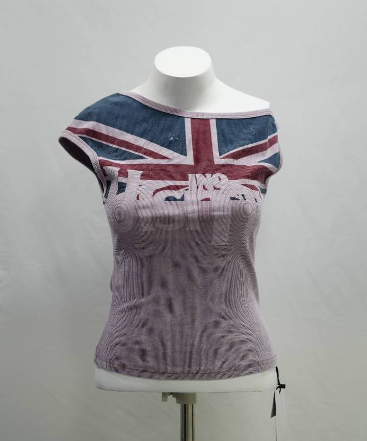 Lavender British Flag "UISITIVE" Sleeveless Top