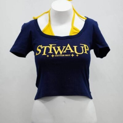 Midnight Starburst Halter-Layer Crop Top