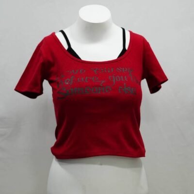 Cherry Red "Love Yourself" Layered Padded Crop Top