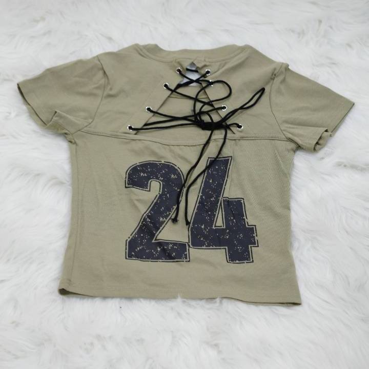 Sage Green "Romance" Lace-Up Back Crop Top - Image 2