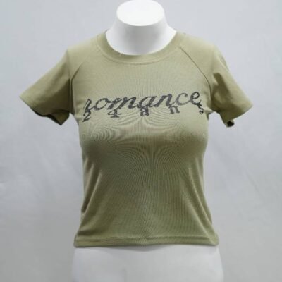 Sage Green "Romance" Lace-Up Back Crop Top
