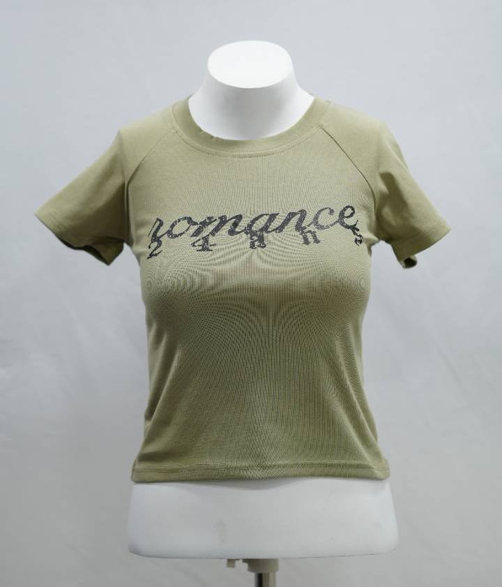 Sage Green "Romance" Lace-Up Back Crop Top