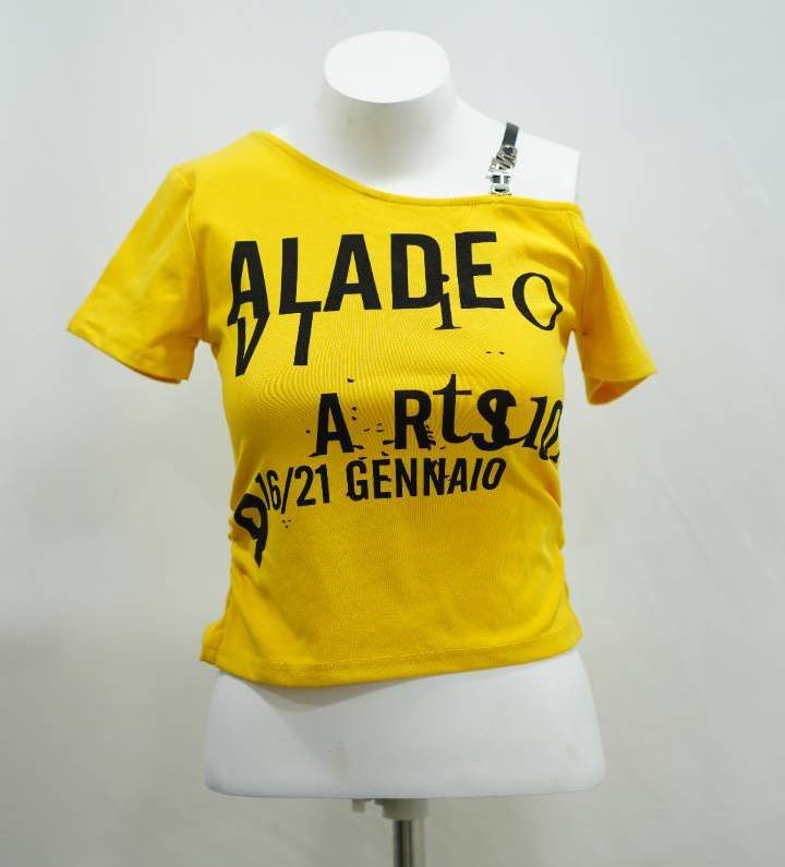 The Deconstructed Typography Tee in Canary