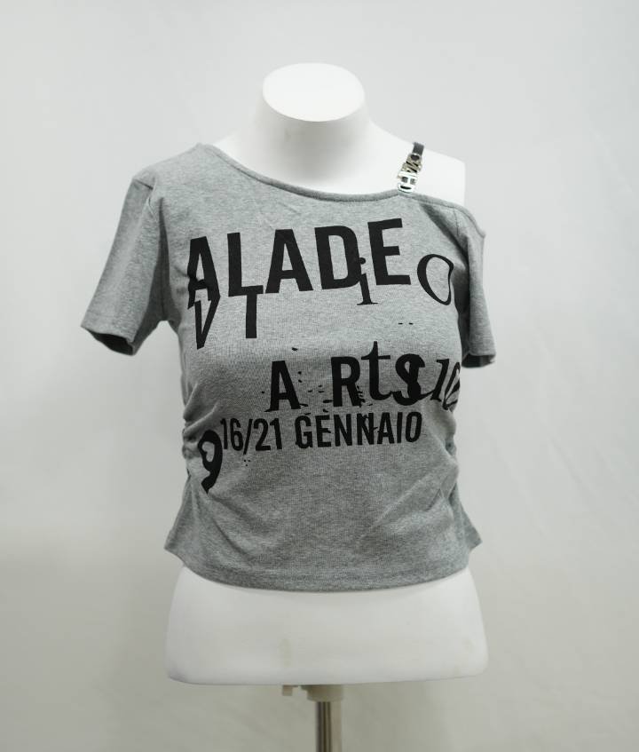 The Deconstructed Typography Tee in Heather Grey