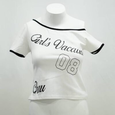The Girl's Vacation Ringer Top in White