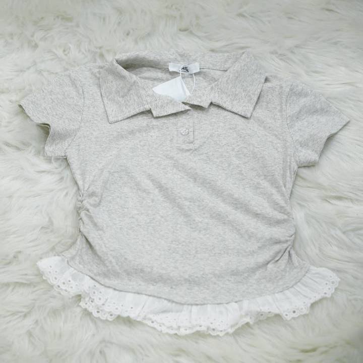 The Heathered Eyelet Polo in Ash - Image 2