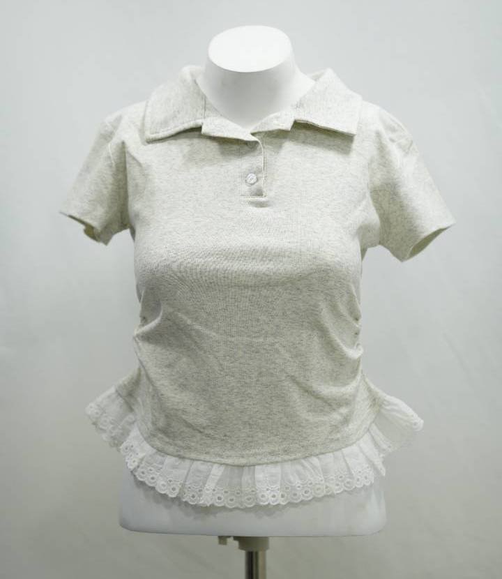 The Heathered Eyelet Polo in Ash