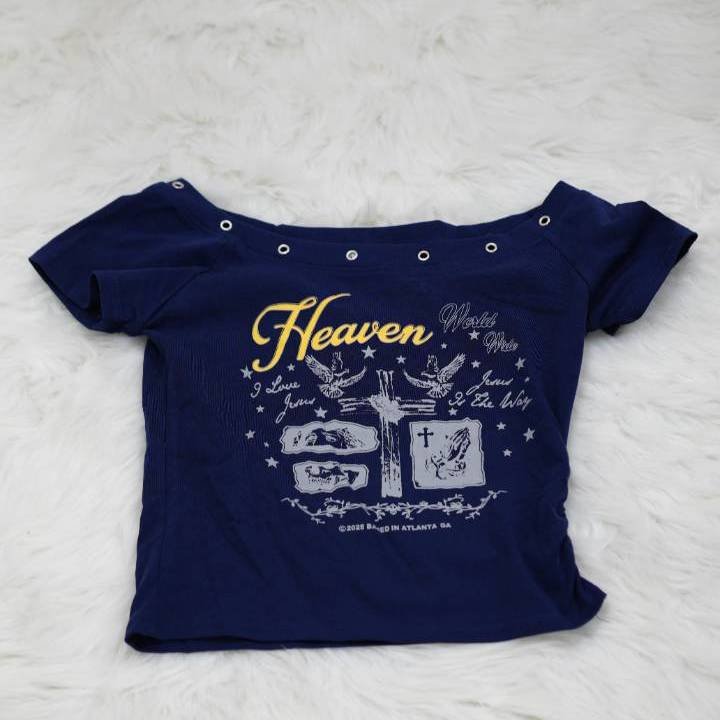 The Heaven Grommet Scoop Tee in Navy Blue - Image 2