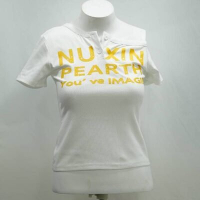 The 'NU XIN PEARTH' Asymmetric Henley Tee in Chalk White