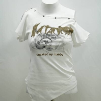 The 'Created by Maddy' Zip-Sleeve Handkerchief Crop Tee in White